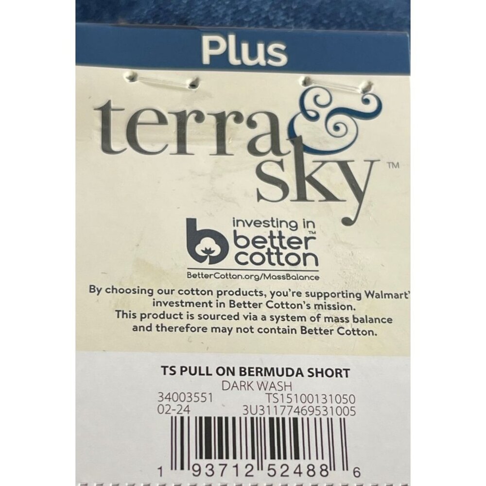 NWT Terra & Sky Womens Plus Size Denim Pull On Bermuda Shorts 4X Dark Wash - Picture 6 of 8